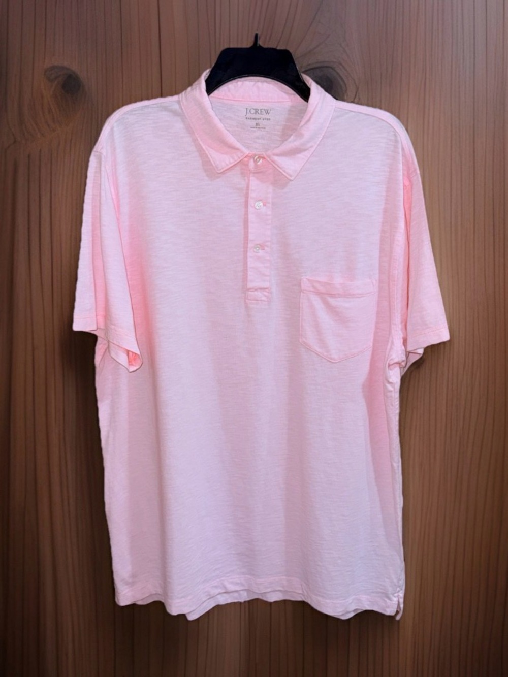 NWOT J. Crew Men’s Pink Polo Garment-Dyed Shirt with Chest Pocket-XL-EC